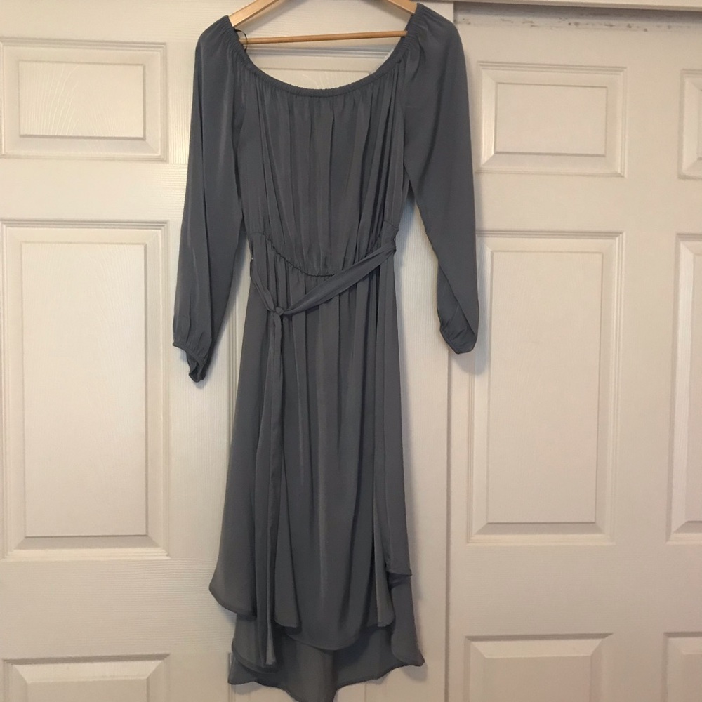 Forever 21 Blue Satin Off the Shoulder Dress